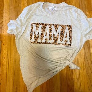 Oatmeal {Leopard Mama} Super Soft Oatmeal V-Nevk Tee